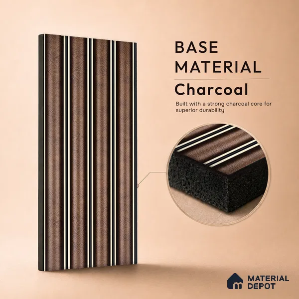 Black Wenge Geometric Look PN 06806 8 ft x 4.9 inch Charcoal Panel - 12 mm | Suitable for Living Room, Bedroom & TV Cabinet | Width is Subjected to 5% Variation