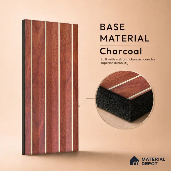 Wooden Look PN 06815 9.2 ft x 4.8 inch Charcoal Panel - 12 mm | Suitable for Living Room, Bedroom & TV Cabinet | Width is Subjected to 5% Variation
