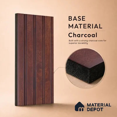 Wooden Look PN 06817 9.2 ft x 4.8 inch Charcoal Panel - 12 mm | Suitable for Living Room, Bedroom & TV Cabinet | Width is Subjected to 5% Variation