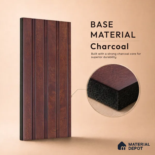 Wooden Look PN 06817 9.2 ft x 4.8 inch Charcoal Panel - 12 mm | Suitable for Living Room, Bedroom & TV Cabinet | Width is Subjected to 5% Variation