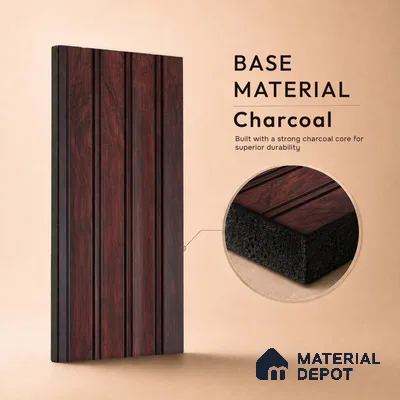 Wooden Look PN 06818 9.2 ft x 4.8 inch Charcoal Panel - 12 mm | Suitable for Living Room, Bedroom & TV Cabinet | Width is Subjected to 5% Variation