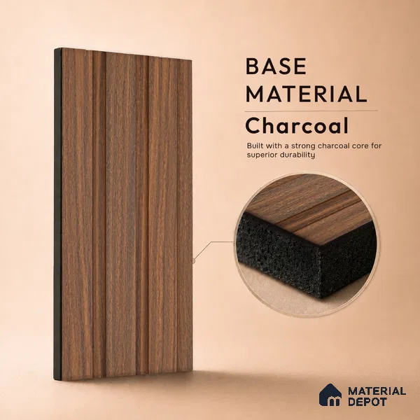 Wooden Look PN 06838 9.2 ft x 4.9 inch Charcoal Panel - 12 mm | Suitable for Living Room, Bedroom & TV Cabinet | Width is Subjected to 5% Variation