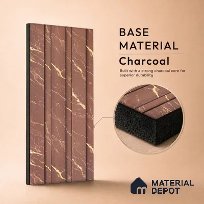 Mocha Brown Marble Look PN 06850 9.2 ft x 4.9 inch Charcoal Panel - 12 mm | Suitable for Living Room, Bedroom & TV Cabinet | Width is Subjected to 5% Variation