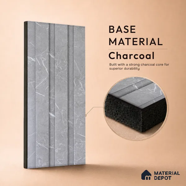 Cloud Grey Marble Look PN 06851 9.2 ft x 4.9 inch Charcoal Panel - 12 mm | Suitable for Living Room, Bedroom & TV Cabinet | Width is Subjected to 5% Variation