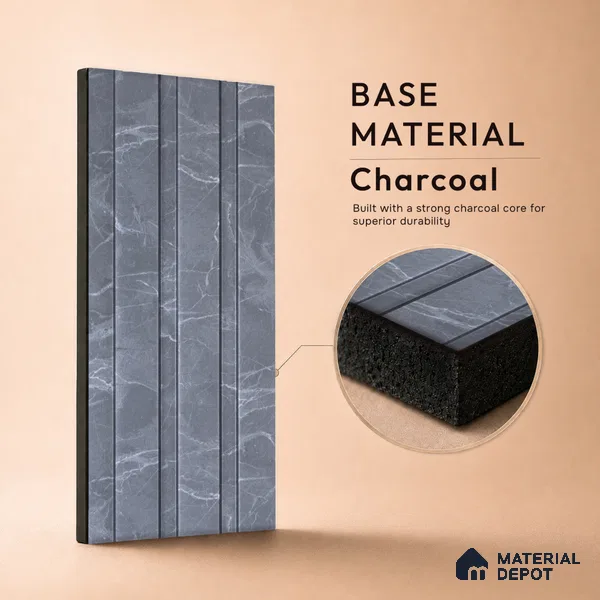 Slate Grey Marble Look PN 06852 9.2 ft x 4.9 inch Charcoal Panel - 12 mm | Suitable for Living Room, Bedroom & TV Cabinet | Width is Subjected to 5% Variation