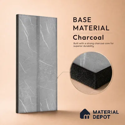 Cloud Grey Marble Look PN 06854 9.2 ft x 7.8 inch Charcoal Panel - 16 mm | Suitable for Living Room, Bedroom & TV Cabinet | Width is Subjected to 5% Variation
