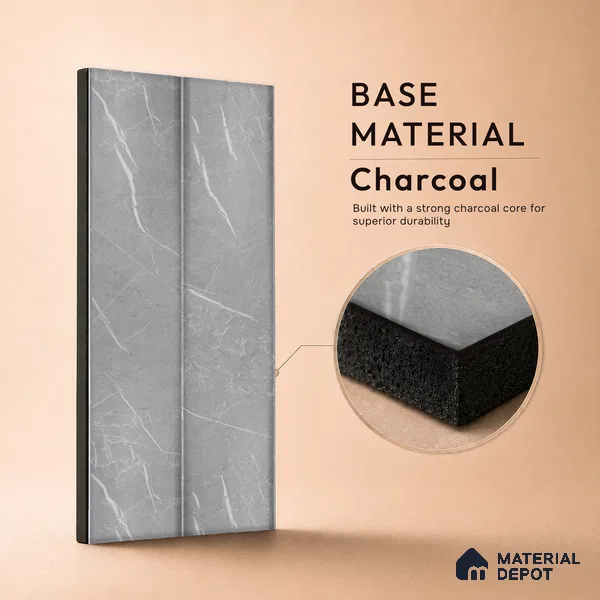 Cloud Grey Marble Look PN 06854 9.2 ft x 7.8 inch Charcoal Panel - 16 mm | Suitable for Living Room, Bedroom & TV Cabinet | Width is Subjected to 5% Variation
