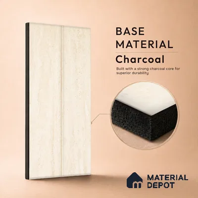 Antique Ivory Marble Look PN 06859 9.2 ft x 7.8 inch Charcoal Panel - 16 mm | Suitable for Living Room, Bedroom & TV Cabinet | Width is Subjected to 5% Variation