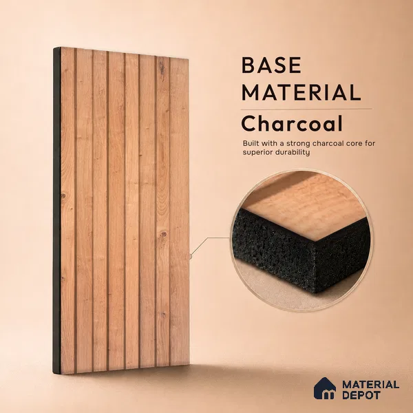 Wooden Look PN 06864 9.2 ft x 6.1 inch Charcoal Panel - 16 mm | Suitable for Living Room, Bedroom & TV Cabinet | Width is Subjected to 5% Variation
