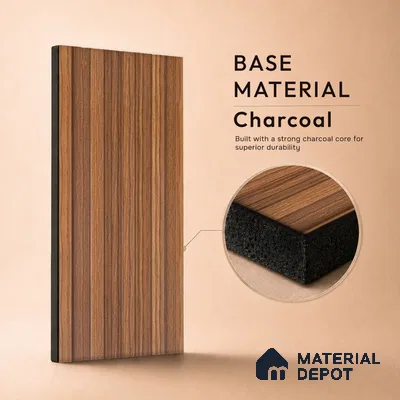 Wooden Look PN 06868 9.2 ft x 6.1 inch Charcoal Panel - 16 mm | Suitable for Living Room, Bedroom & TV Cabinet | Width is Subjected to 5% Variation