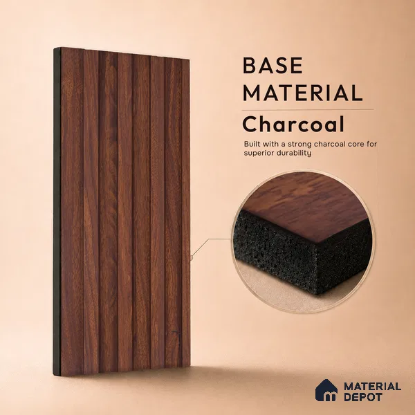 Wooden Look PN 06876 9.2 ft x 6.1 inch Charcoal Panel - 16 mm | Suitable for Living Room, Bedroom & TV Cabinet | Width is Subjected to 5% Variation