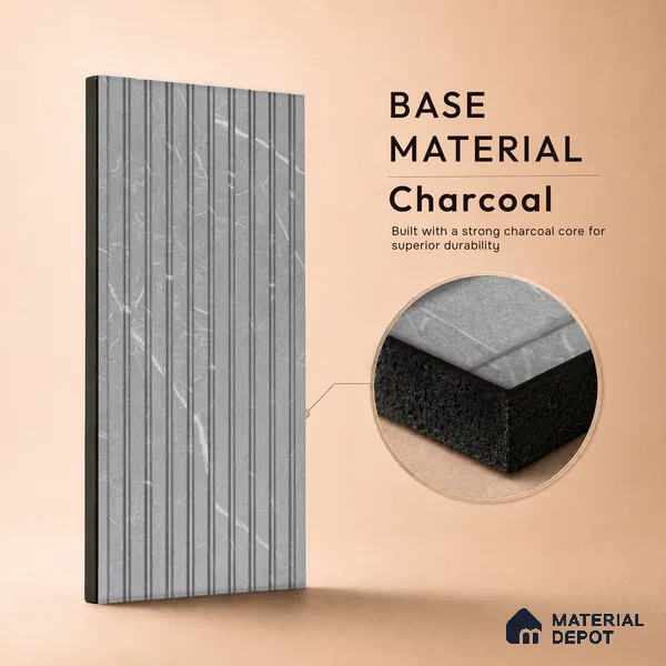 Cloud Grey Marble Look PN 06902 8 ft x 6 inch Charcoal Panel - 6 mm | Suitable for Living Room, Bedroom & TV Cabinet | Width is Subjected to 5% Variation
