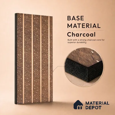 Nutmeg Brown Stone Look PN 07036 9.5 ft x 7.8 inch Charcoal Panel - 6 mm | Suitable for Feature Wall, TV Unit & Living Room | Width is Subjected to 5% Variation
