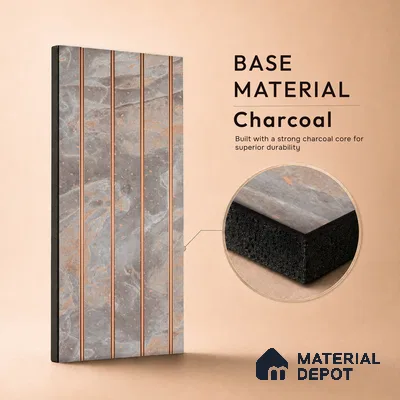 Cloud Grey Marble Look PN 07038 9.5 ft x 7.8 inch Charcoal Panel - 6 mm | Suitable for Feature Wall, TV Unit & Living Room | Width is Subjected to 5% Variation