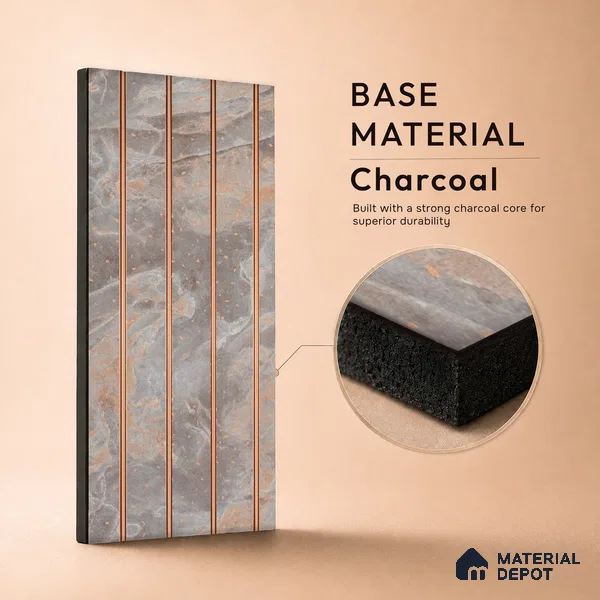 Cloud Grey Marble Look PN 07038 9.5 ft x 7.8 inch Charcoal Panel - 6 mm | Suitable for Feature Wall, TV Unit & Living Room | Width is Subjected to 5% Variation