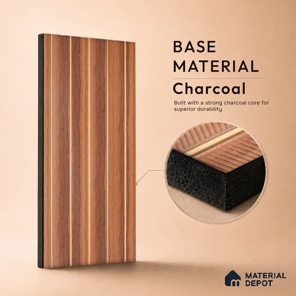Wooden Look PN 07041 9.5 ft x 7.8 inch Charcoal Panel - 6 mm | Suitable for Feature Wall, TV Unit & Living Room | Width is Subjected to 5% Variation