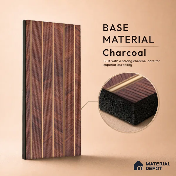 Wooden Look PN 07042 9.5 ft x 7.8 inch Charcoal Panel - 6 mm | Suitable for Feature Wall, TV Unit & Living Room | Width is Subjected to 5% Variation