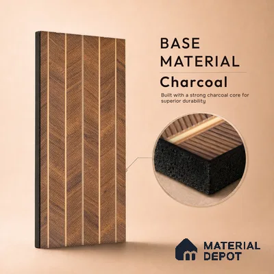 Wooden Look PN 07043 9.5 ft x 7.8 inch Charcoal Panel - 6 mm | Suitable for Feature Wall, TV Unit & Living Room | Width is Subjected to 5% Variation