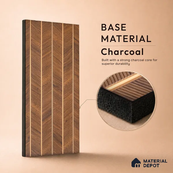 Wooden Look PN 07043 9.5 ft x 7.8 inch Charcoal Panel - 6 mm | Suitable for Feature Wall, TV Unit & Living Room | Width is Subjected to 5% Variation