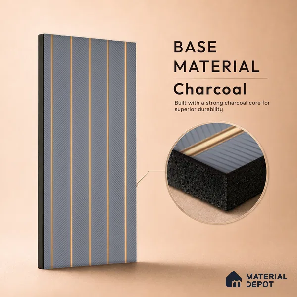 Mid Grey Patterned Look PN 07045 9.5 ft x 7.8 inch Charcoal Panel - 6 mm | Suitable for Feature Wall, TV Unit & Living Room | Width is Subjected to 5% Variation