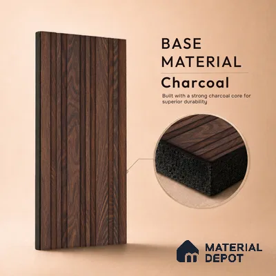 Wooden Look PN 07052 9.5 ft x 4.9 inch Charcoal Panel - 8 mm | Suitable for Feature Wall, TV Unit & Living Room | Width is Subjected to 5% Variation