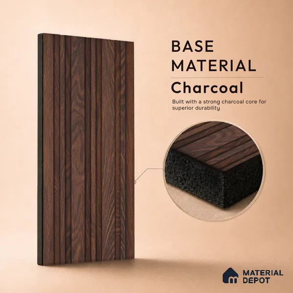 Wooden Look PN 07052 9.5 ft x 4.9 inch Charcoal Panel - 8 mm | Suitable for Feature Wall, TV Unit & Living Room | Width is Subjected to 5% Variation