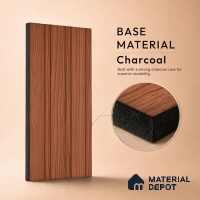Wooden Look PN 07058 9.5 ft x 4.6 inch Charcoal Panel - 8 mm | Suitable for Feature Wall, TV Unit & Living Room | Width is Subjected to 5% Variation