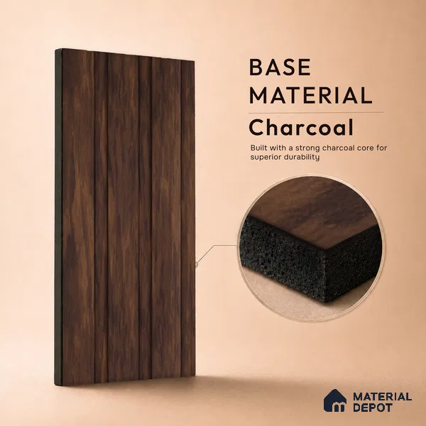 Wooden Look PN 07059 9.5 ft x 4.6 inch Charcoal Panel - 8 mm | Suitable for Feature Wall, TV Unit & Living Room | Width is Subjected to 5% Variation