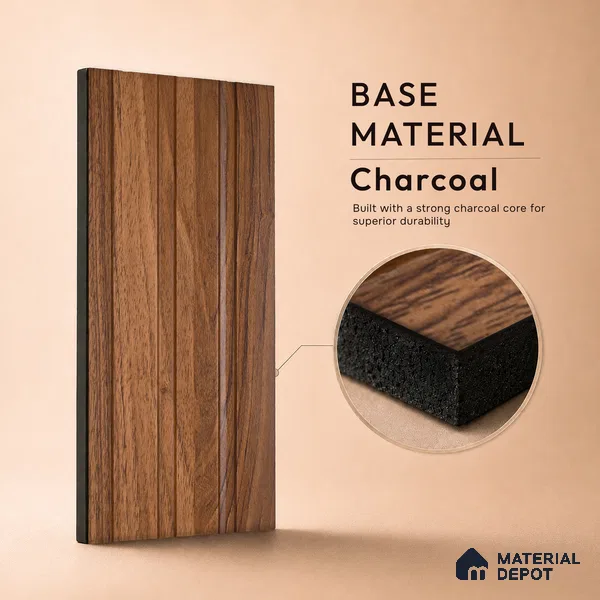 Wooden Look PN 07060 9.5 ft x 4.6 inch Charcoal Panel - 8 mm | Suitable for Feature Wall, TV Unit & Living Room | Width is Subjected to 5% Variation