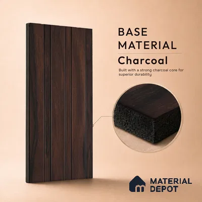 Wooden Look PN 07061 9.5 ft x 4.6 inch Charcoal Panel - 8 mm | Suitable for Feature Wall, TV Unit & Living Room | Width is Subjected to 5% Variation