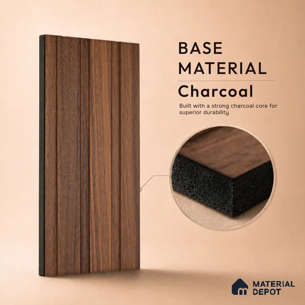 Wooden Look PN 07062 9.5 ft x 4.6 inch Charcoal Panel - 8 mm | Suitable for Feature Wall, TV Unit & Living Room | Width is Subjected to 5% Variation
