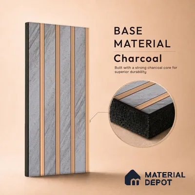 Cloud Grey Stone Look PN 07121 9.5 ft x 6 inch Charcoal Panel - 6 mm | Suitable for Feature Wall, TV Unit & Living Room | Width is Subjected to 5% Variation