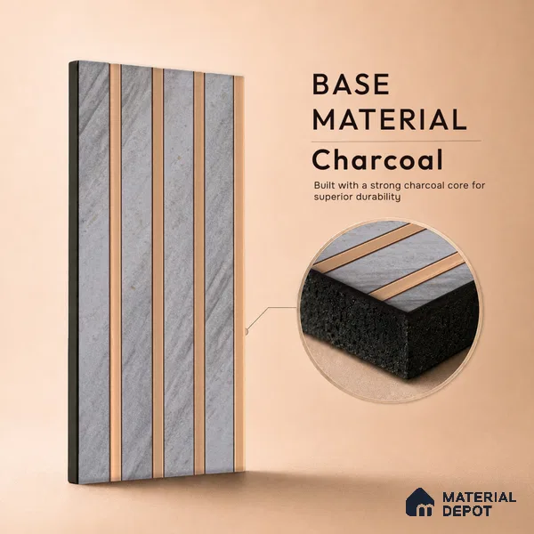 Cloud Grey Stone Look PN 07121 9.5 ft x 6 inch Charcoal Panel - 6 mm | Suitable for Feature Wall, TV Unit & Living Room | Width is Subjected to 5% Variation