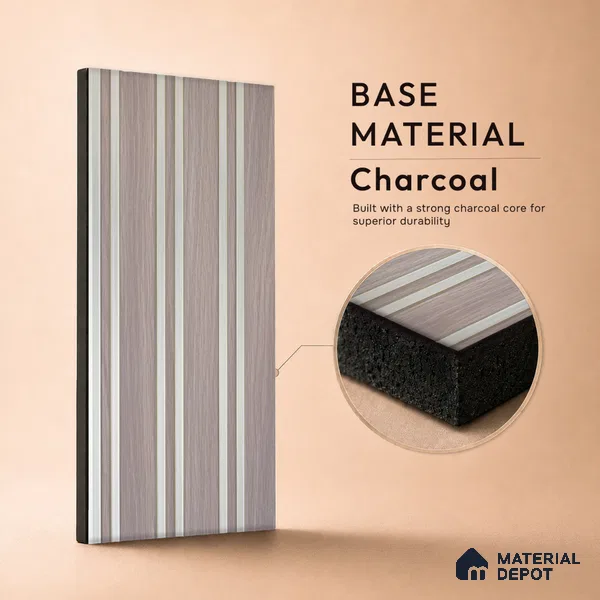 Mist Grey Stone Look PN 07124 9.5 ft x 6 inch Charcoal Panel - 6 mm | Suitable for Feature Wall, TV Unit & Living Room | Width is Subjected to 5% Variation