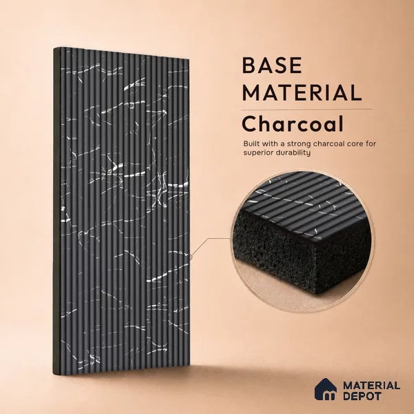 Dark Grey Marble Look PN 07136 9.5 ft x 6 inch Charcoal Panel - 6 mm | Suitable for Feature Wall, TV Unit & Living Room | Width is Subjected to 5% Variation