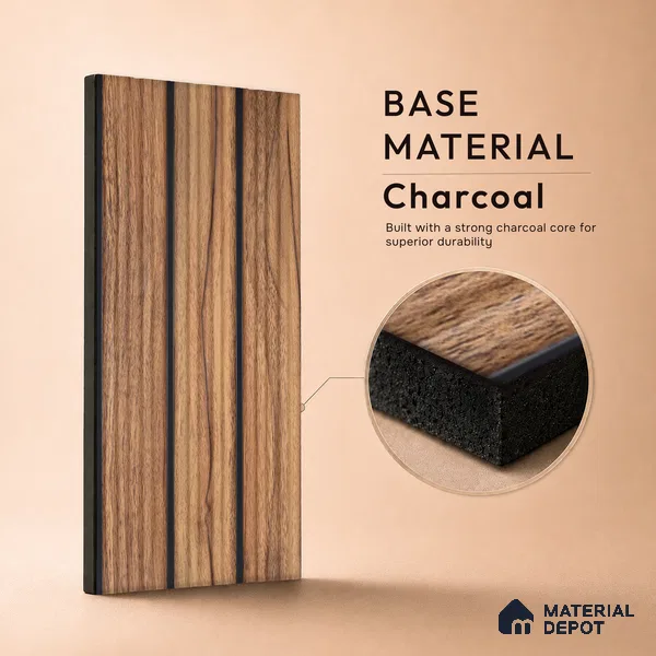Wooden Look PN 07137 9.5 ft x 6 inch Charcoal Panel - 6 mm | Suitable for Feature Wall, TV Unit & Living Room | Width is Subjected to 5% Variation