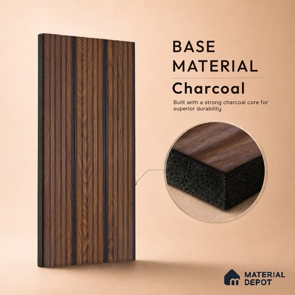Wooden Look PN 07139 9.5 ft x 6 inch Charcoal Panel - 6 mm | Suitable for Feature Wall, TV Unit & Living Room | Width is Subjected to 5% Variation