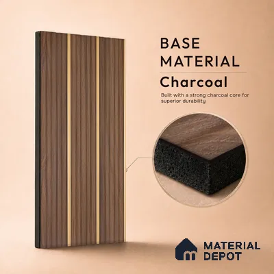Wooden Look PN 07141 9.5 ft x 6 inch Charcoal Panel - 6 mm | Suitable for Feature Wall, TV Unit & Living Room | Width is Subjected to 5% Variation