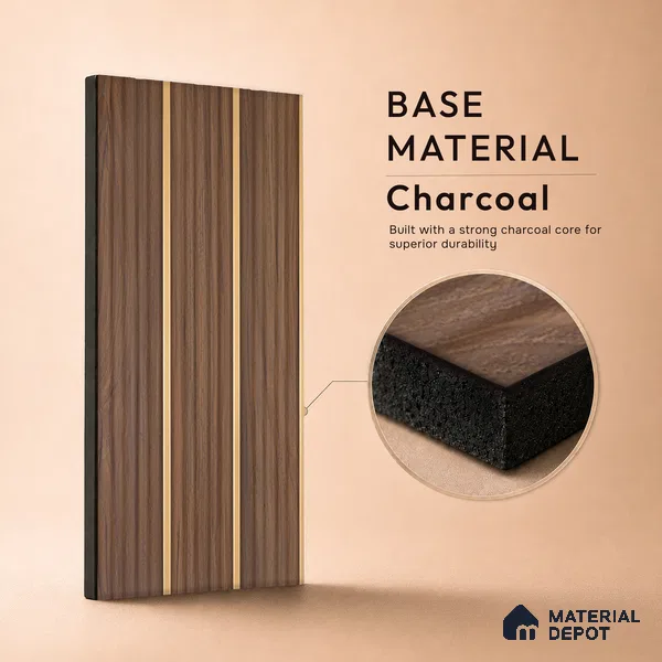 Wooden Look PN 07141 9.5 ft x 6 inch Charcoal Panel - 6 mm | Suitable for Feature Wall, TV Unit & Living Room | Width is Subjected to 5% Variation