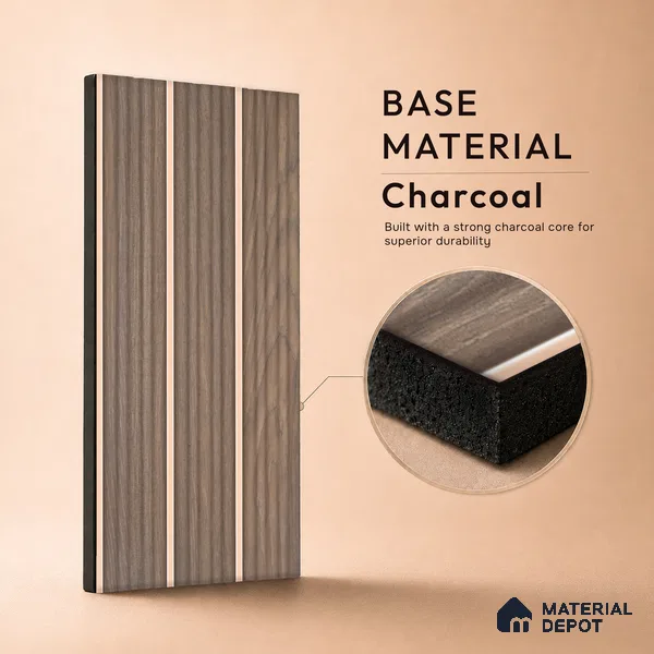 Wooden Look PN 07142 9.5 ft x 6 inch Charcoal Panel - 6 mm | Suitable for Feature Wall, TV Unit & Living Room | Width is Subjected to 5% Variation