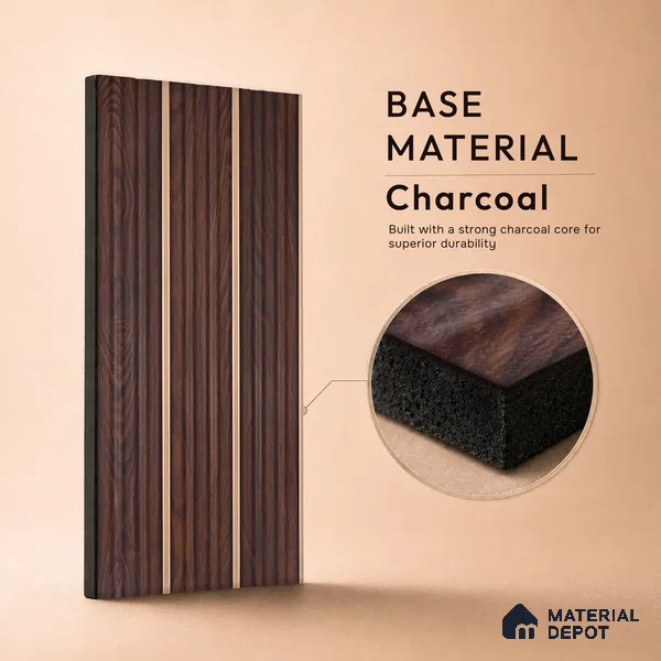 Wooden Look PN 07144 9.5 ft x 6 inch Charcoal Panel - 6 mm | Suitable for Feature Wall, TV Unit & Living Room | Width is Subjected to 5% Variation