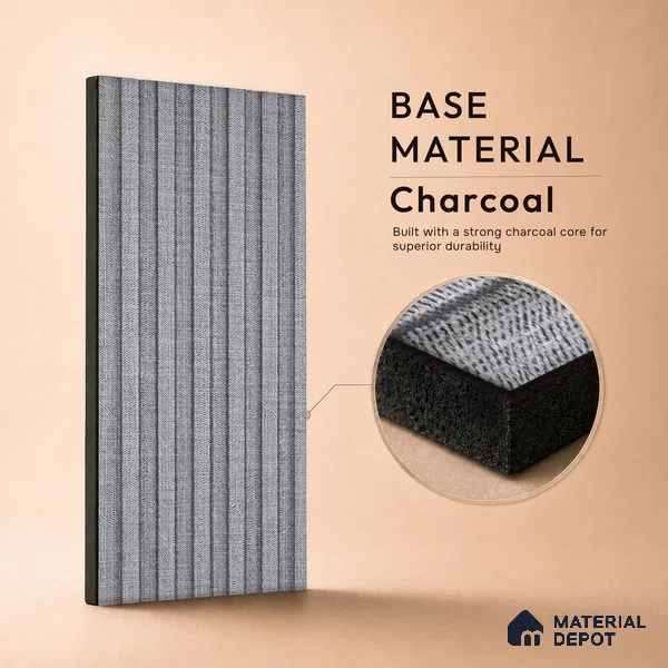 Cloud Grey Fabric Look PN 07153 9.5 ft x 4.7 inch Charcoal Panel - 11 mm | Suitable for Feature Wall, TV Unit & Living Room | Width is Subjected to 5% Variation