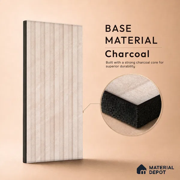 Taupe Beige Fabric Look PN 07154 9.5 ft x 4.7 inch Charcoal Panel - 11 mm | Suitable for Feature Wall, TV Unit & Living Room | Width is Subjected to 5% Variation