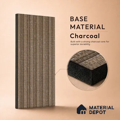 Mocha Brown Fabric Look PN 07156 9.5 ft x 4.7 inch Charcoal Panel - 11 mm | Suitable for Feature Wall, TV Unit & Living Room | Width is Subjected to 5% Variation