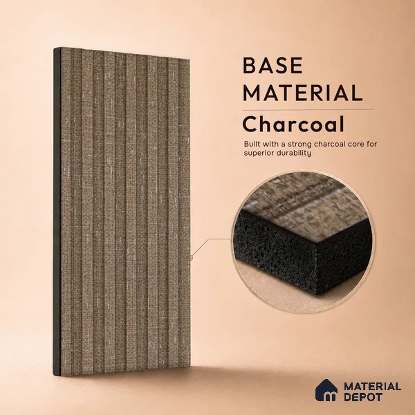Mocha Brown Fabric Look PN 07156 9.5 ft x 4.7 inch Charcoal Panel - 11 mm | Suitable for Feature Wall, TV Unit & Living Room | Width is Subjected to 5% Variation