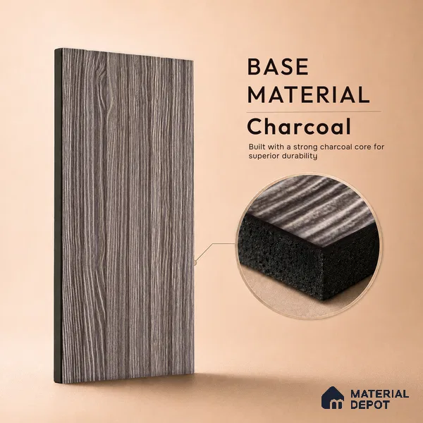 Wooden Look PN 07166 9.5 ft x 4.7 inch Charcoal Panel - 11 mm | Suitable for Feature Wall, TV Unit & Living Room | Width is Subjected to 5% Variation