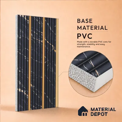 Graphite Black Marble Look PN 07445 8 ft x 4.8 inch PVC Panel - 10 mm | Suitable for Living Room, Bedroom & Office | Width is Subjected to 5% Variation