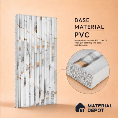 Dove Grey Marble Look PN 07484 8 ft x 4.8 inch PVC Panel - 10 mm | Suitable for Living Room, Bedroom & Office | Width is Subjected to 5% Variation