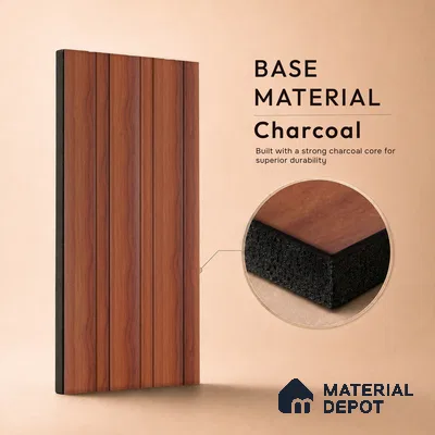 Wooden Look PN 07687 9.1 ft x 4.9 inch Charcoal Panel - 12 mm | Suitable for Living Room, Bedroom & TV Cabinet | Width is Subjected to 5% Variation