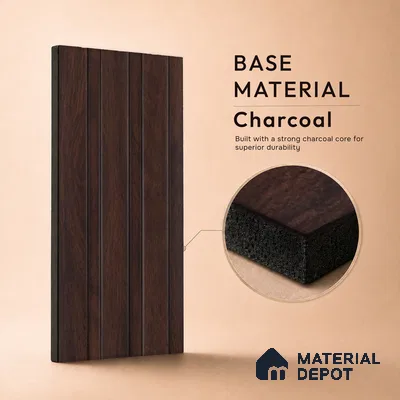 Wooden Look PN 07692 9.1 ft x 4.9 inch Charcoal Panel - 12 mm | Suitable for Living Room, Bedroom & TV Cabinet | Width is Subjected to 5% Variation